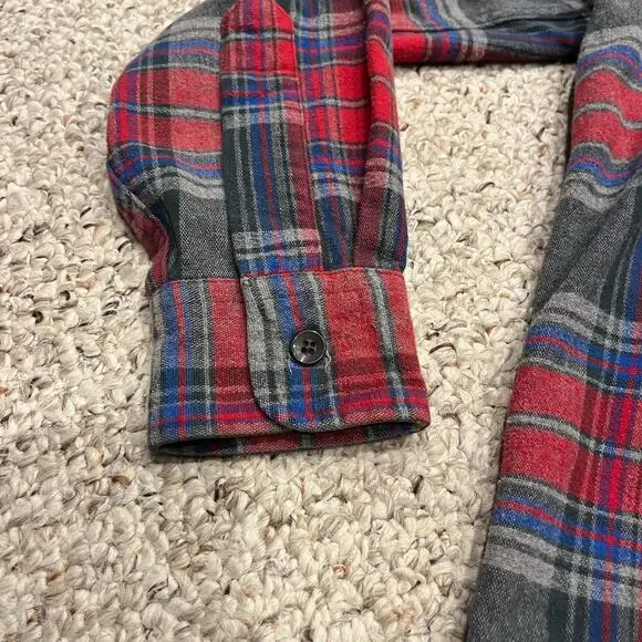 Vintage LL Bean Chamois Cloth Flannel Shirt Men's Sz M Paid Red Blue Outdoor - Picture 3 of 4